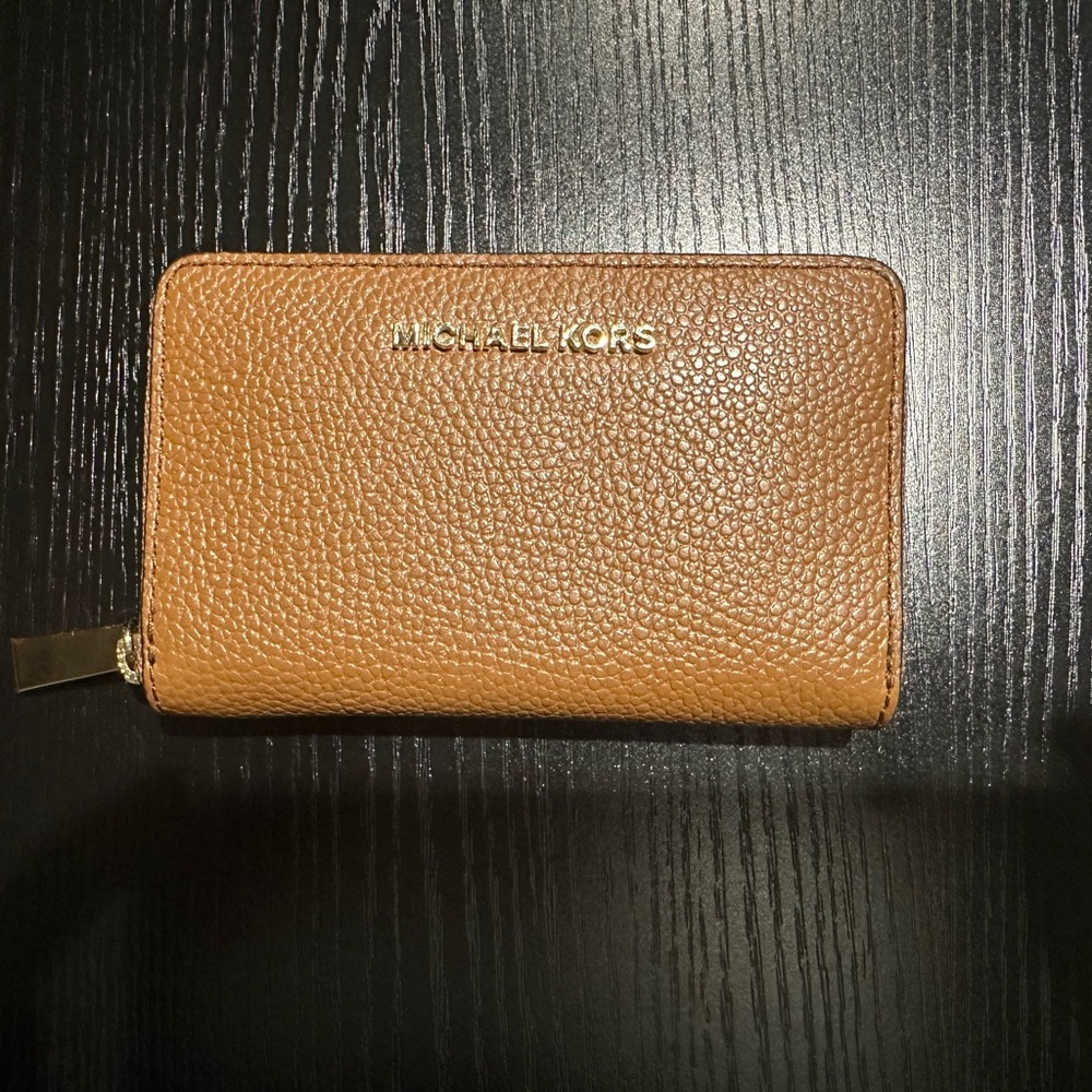 Michael Kors Brown Leather Wallet with Gold Accents